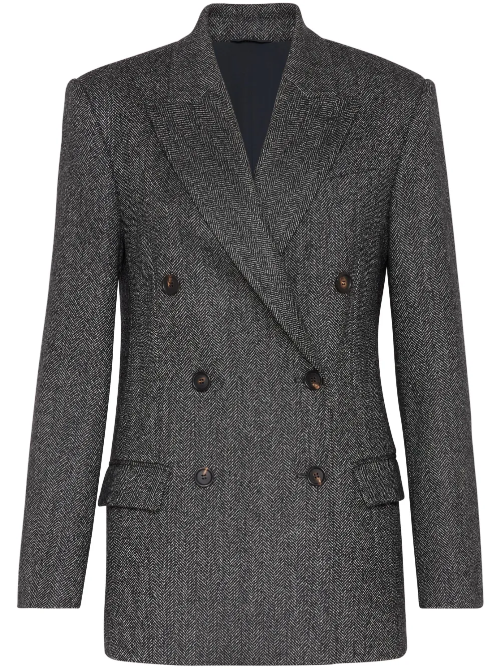 Brunello Cucinelli double breasted herringbone blazer